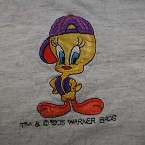 VTG Looney Tunes Shirt Mens M Gray Tweety Bird Warner Bros Cartoon USA 90s Y2K